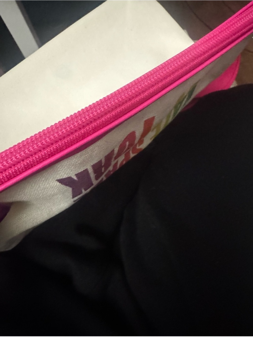 kate spade White Wristlet Clutch with Pink Trim and Multicolor Logo - Picture 5 of 7